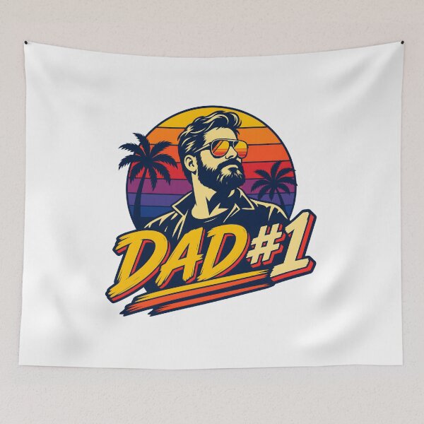 Item preview, Funny Dad #1 Retro 1980s Sunset Silhouette Gift designed and sold by Artycom.