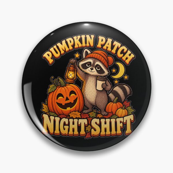 Item preview, Pumpkin Patch Night Shift – Funny Halloween Raccoon designed and sold by czarnyfeniks.