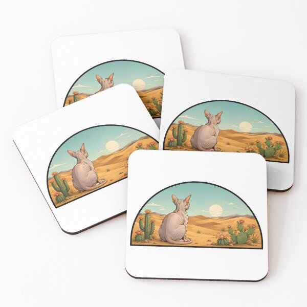 Item preview, Sphynx Cat Desert Sunset Cactus Landscape designed and sold by Old's Cool Cat Studio.