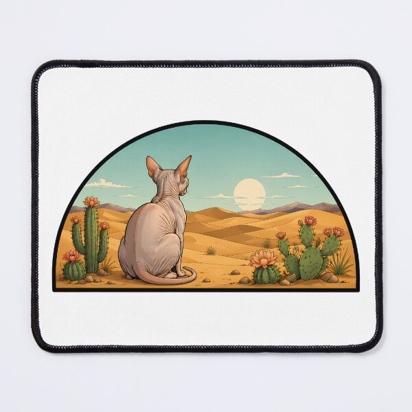 Item preview, Sphynx Cat Desert Sunset Cactus Landscape designed and sold by Old's Cool Cat Studio.