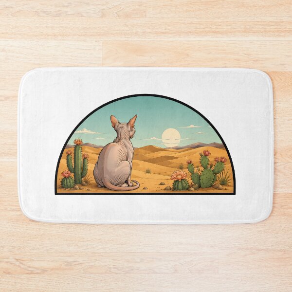 Item preview, Sphynx Cat Desert Sunset Cactus Landscape designed and sold by Old's Cool Cat Studio.
