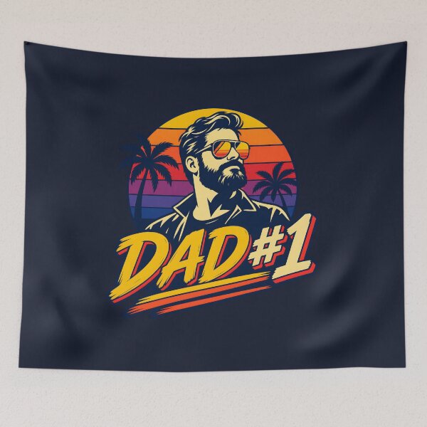 Item preview, Funny Dad #1 Retro 1980s Sunset Silhouette Gift designed and sold by Artycom.