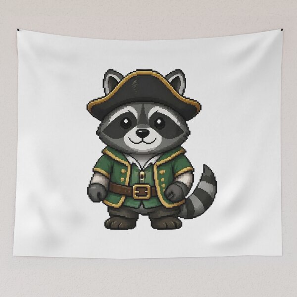 Item preview, Pixel Pirate Raccoon | Retro Animal Gift designed and sold by Icareis-Studios.