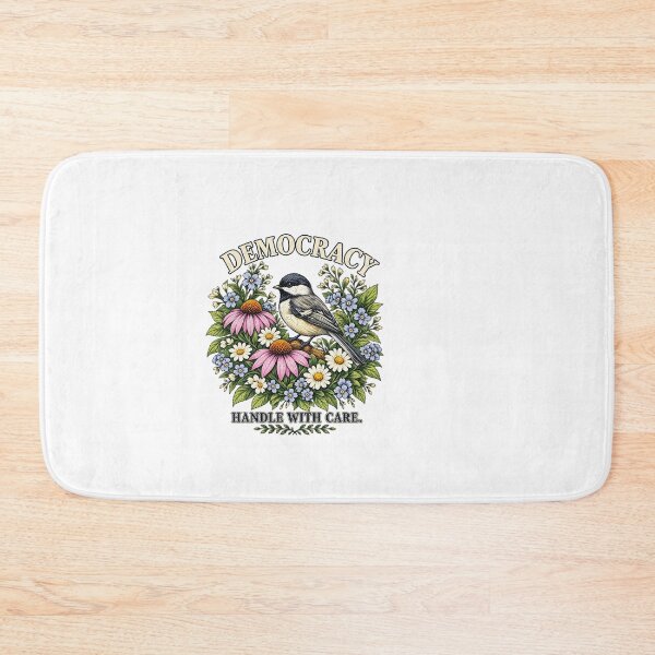 Item preview, Democracy Handle With Care Vintage Chickadee Bird Floral Art designed and sold by SEINENGAPPI18.