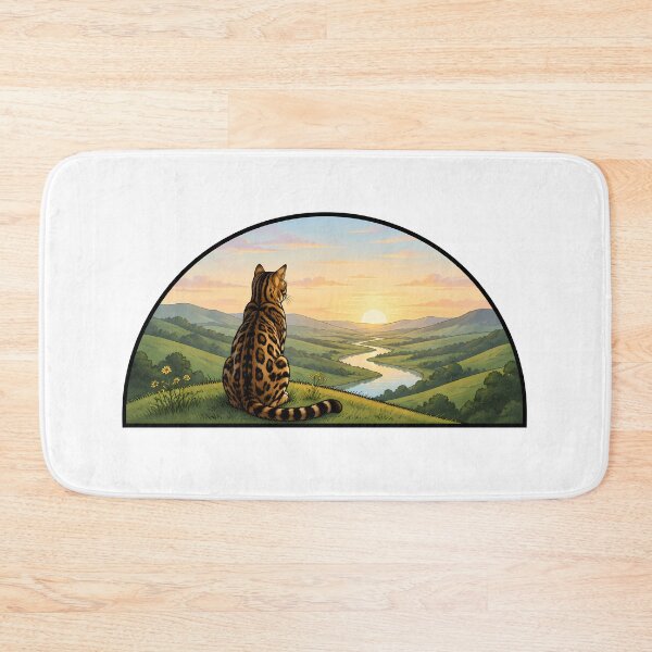 Item preview, Bengal Cat Landscape River Valley Sunset designed and sold by Old's Cool Cat Studio.
