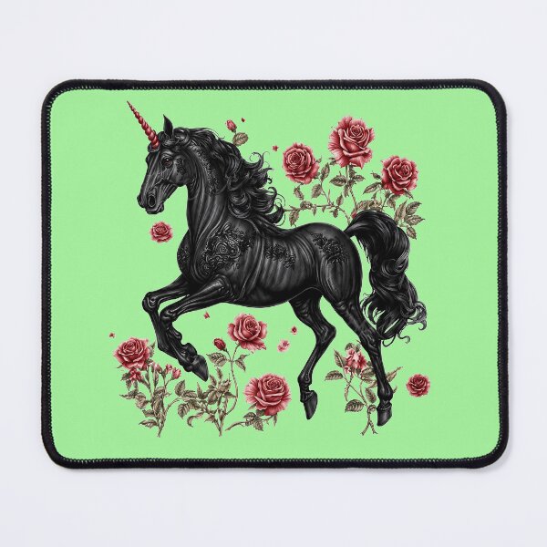 Item preview, Black Unicorn Vintage Gothic, Dark Fantasy Aesthetic, Floral Unicorn designed and sold by Ribeiro-Art.