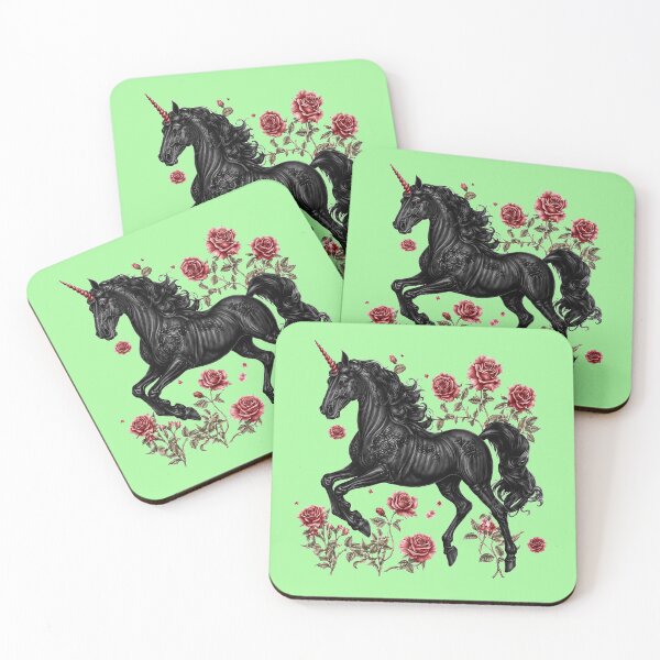 Item preview, Black Unicorn Vintage Gothic, Dark Fantasy Aesthetic, Floral Unicorn designed and sold by Ribeiro-Art.
