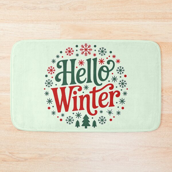 Item preview, Retro Hello Winter Snowflake Wreath, Cute Holiday Quote And Winter Trees Circle designed and sold by zozo-shop.