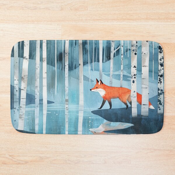 Item preview, Watercolor Red Fox In The Birches Winter Forest Water Reflection designed and sold by GrinGalore.