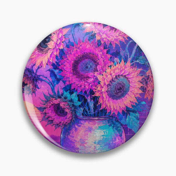 Item preview, Vincent Van Gogh's 'Sunflowers' in a Vaporwave Style designed and sold by Neon-Mama.
