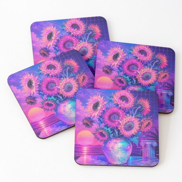 Item preview, Vincent Van Gogh's 'Sunflowers' in a Vaporwave Style designed and sold by Neon-Mama.