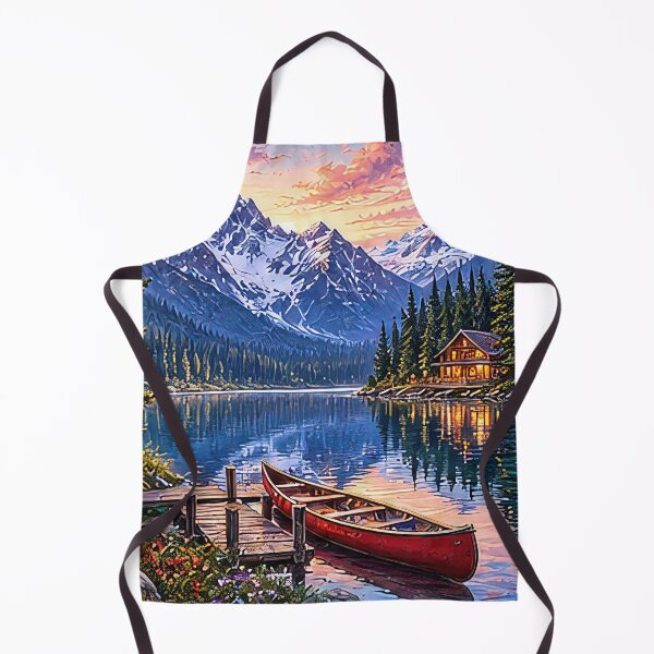 Item preview, Mountain Lake Retreat – Canoe at Alpine Sunset designed and sold by Ray's Photos & Art.