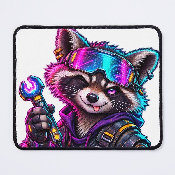 Item preview, Neon Wrench Raccoon designed and sold by Veyro Design.