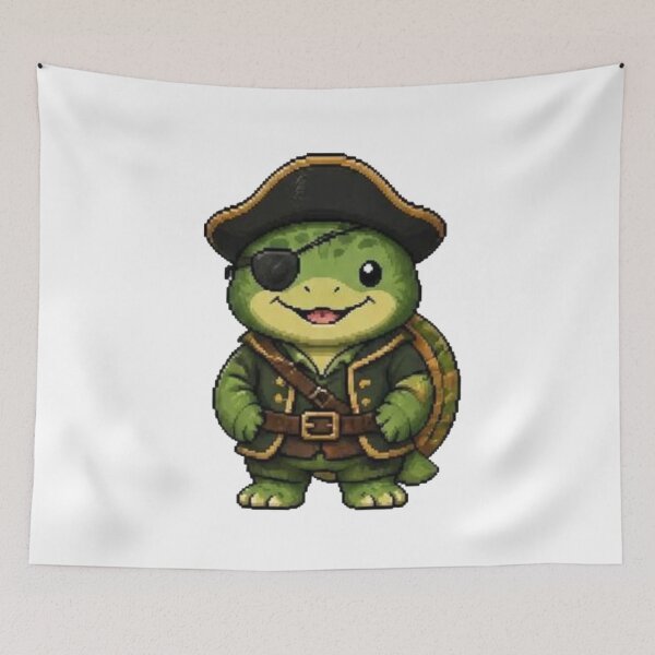 Item preview, Pixel Pirate Turtle | Retro Animal Gift designed and sold by Icareis-Studios.