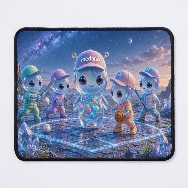 Item preview, Cute Aliens Medanix Playing Baseball - Magical Crystal Planet Sports designed and sold by Breezes-of-Ida.