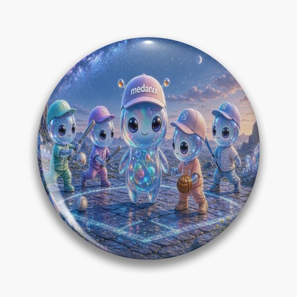 Item preview, Cute Aliens Medanix Playing Baseball - Magical Crystal Planet Sports designed and sold by Breezes-of-Ida.