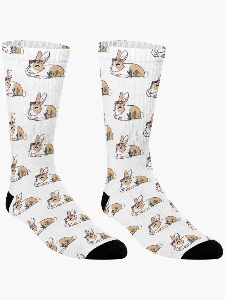 Thumbnail 3 of 5, Socks, Spring Floral Rabbit designed and sold by MeanMachine603.