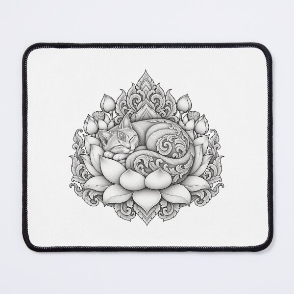 Item preview, Sleeping Cat on Sacred Lotus Art designed and sold by mamhew2456.
