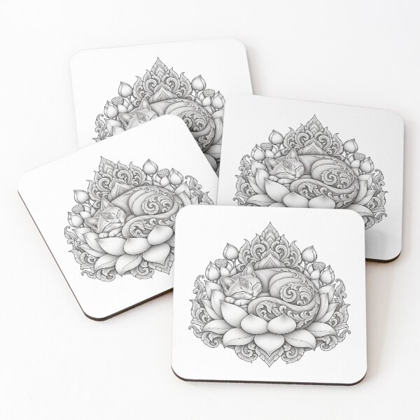 Item preview, Sleeping Cat on Sacred Lotus Art designed and sold by mamhew2456.