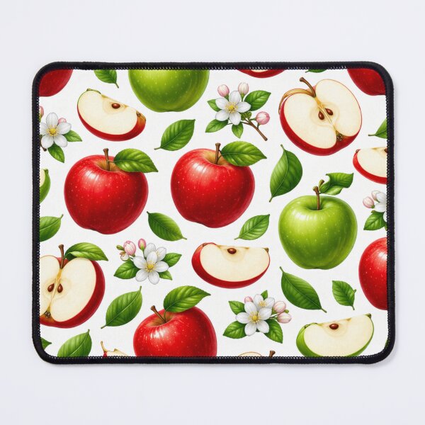 Item preview, Seamless Apple Pattern – Red & Green Apples with Leaves and Blossoms designed and sold by DreamPixelPrint.