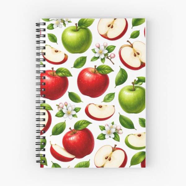 Item preview, Seamless Apple Pattern – Red & Green Apples with Leaves and Blossoms designed and sold by DreamPixelPrint.