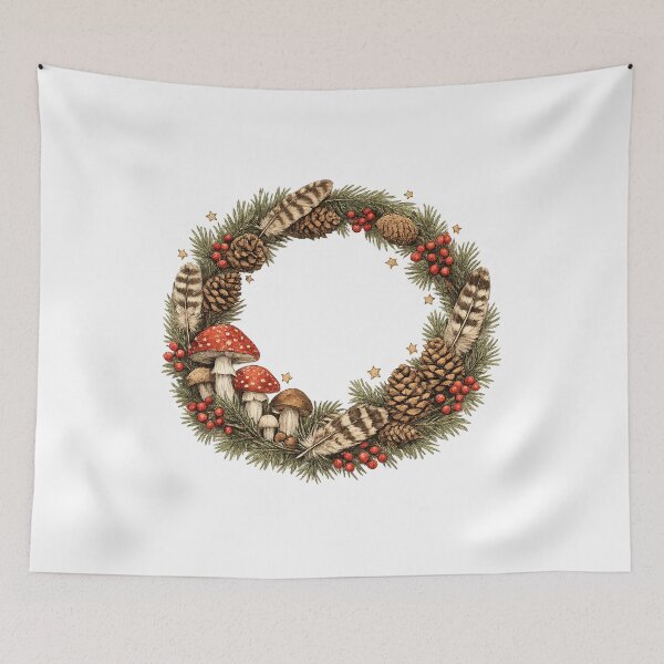 Item preview, Woodland Cozy Christmas Wreath Botanical Vintage Naturalist Gift  designed and sold by Artycom.