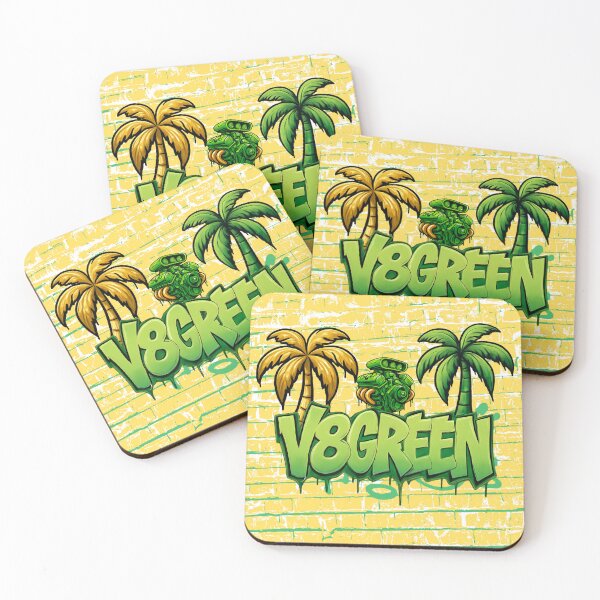 Item preview, V8 Green Graffiti Car Engine Street Art with Palm Trees designed and sold by V8Green.