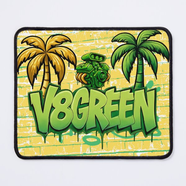 Item preview, V8 Green Graffiti Car Engine Street Art with Palm Trees designed and sold by V8Green.