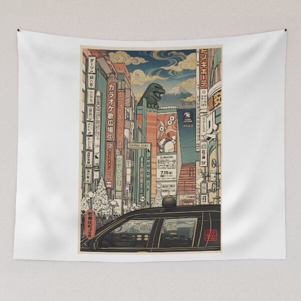 Item preview, Godzilla Shinjuku – Japan Modern Ukiyo-e Print designed and sold by JAPANCE STUDIO.