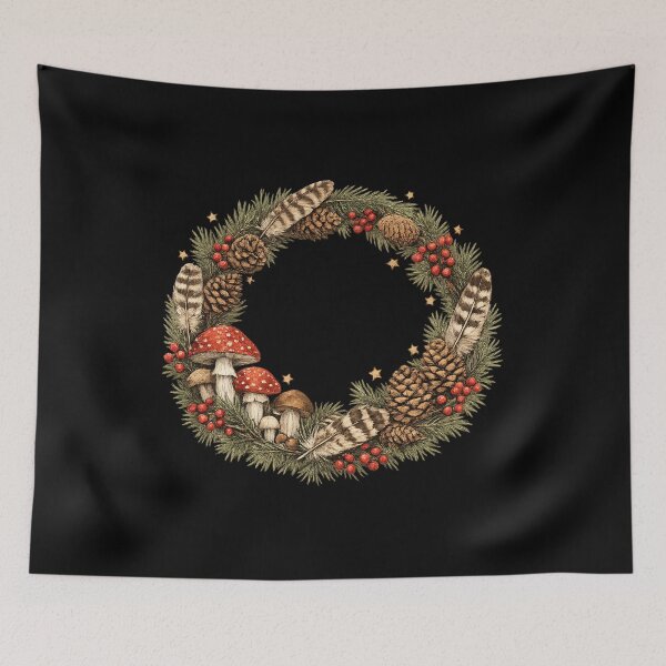 Item preview, Woodland Cozy Christmas Wreath Botanical Vintage Naturalist Gift  designed and sold by Artycom.