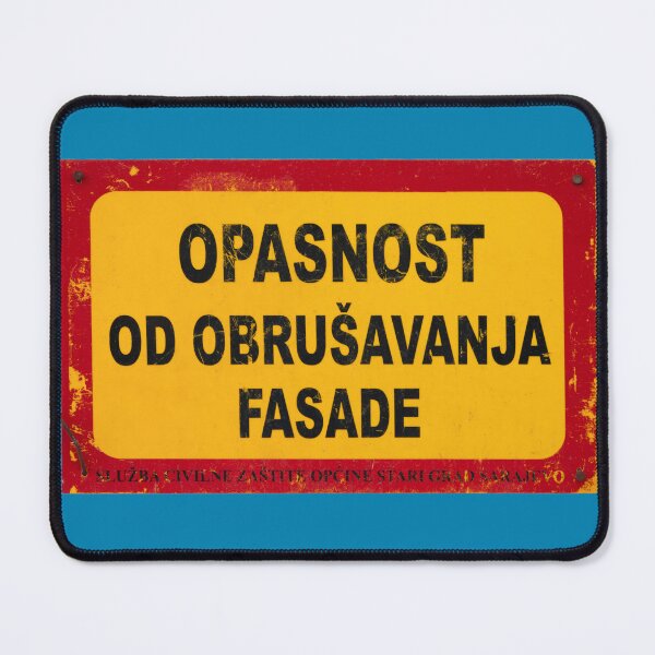 Item preview, Sarajevo Danger of Falling Facade Vintage Yellow Warning Sign designed and sold by SergeiLorgus.