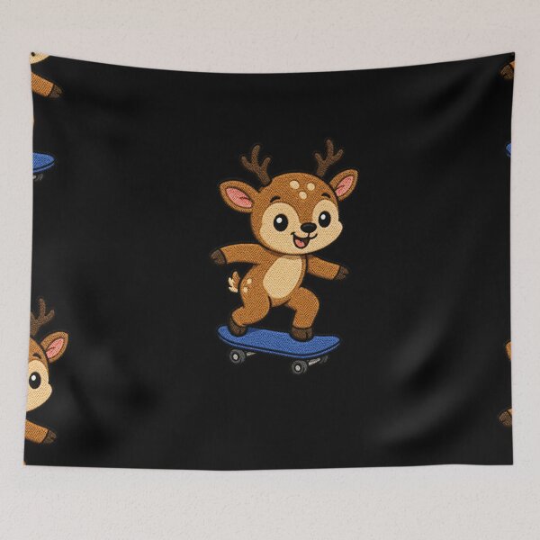 Item preview, Cute Deer Skateboarding Kawaii Embroidery Patch designed and sold by ColorSplash123.