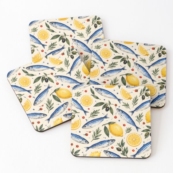 Item preview, Mediterranean Sardine & Lemon Pattern designed and sold by bauschberts.