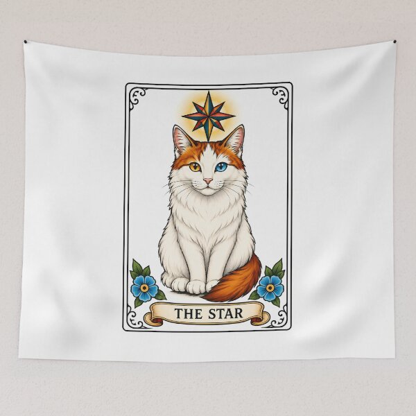 Item preview, The Star Tarot Cat Heterochromia Starburst designed and sold by Old's Cool Cat Studio.