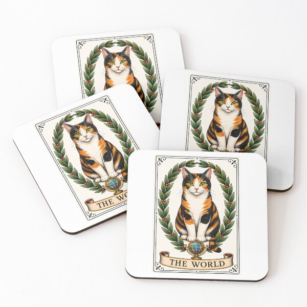Item preview, The World Tarot Cat Calico Wreath designed and sold by Old's Cool Cat Studio.