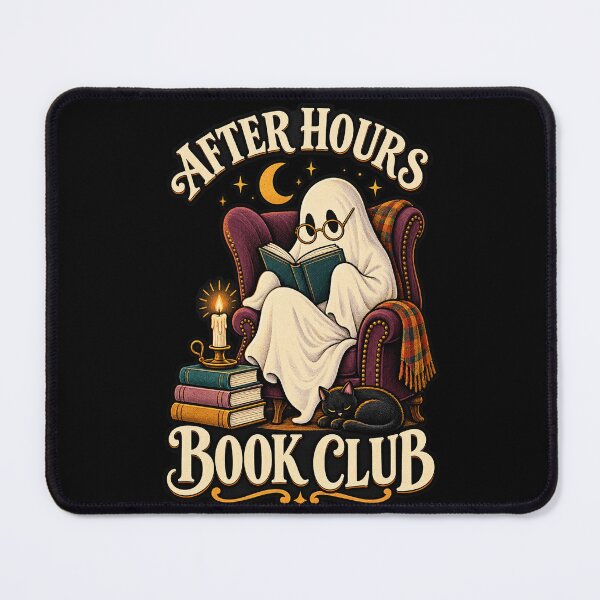 Item preview, After Hours Book Club – Cozy Reading Ghost and Cat designed and sold by czarnyfeniks.