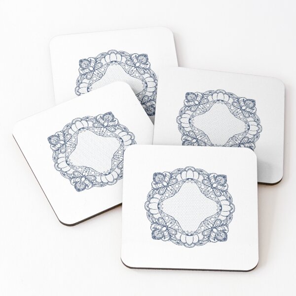 Item preview, Dark Blue Floral Lace Doily with Intricate Vintage Ornament designed and sold by Sagi Jane Art.