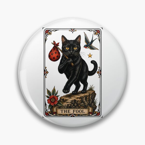 Item preview, The Fool Tarot Cat Black Cat Wandering designed and sold by Old's Cool Cat Studio.
