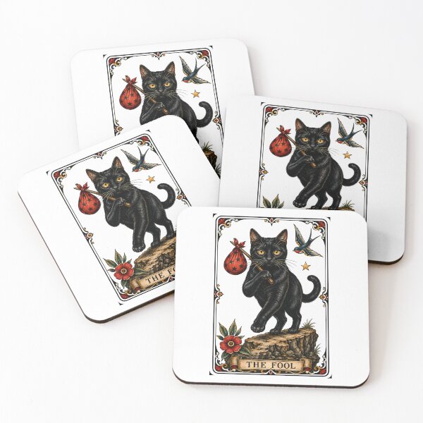 Item preview, The Fool Tarot Cat Black Cat Wandering designed and sold by Old's Cool Cat Studio.