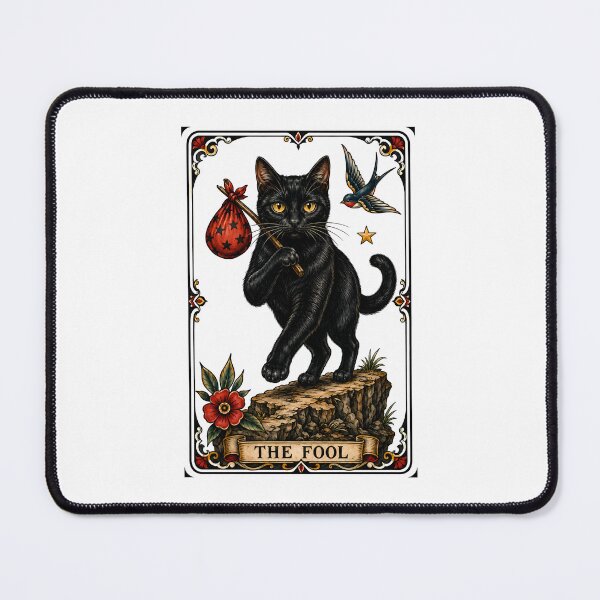 Item preview, The Fool Tarot Cat Black Cat Wandering designed and sold by Old's Cool Cat Studio.