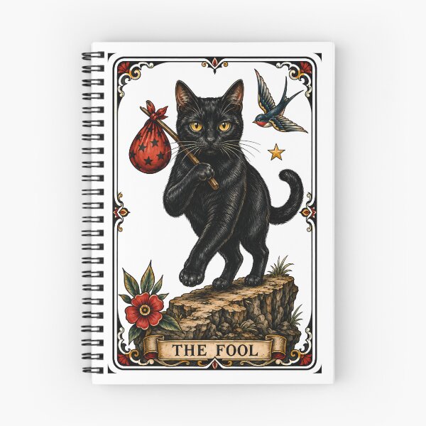 Item preview, The Fool Tarot Cat Black Cat Wandering designed and sold by Old's Cool Cat Studio.