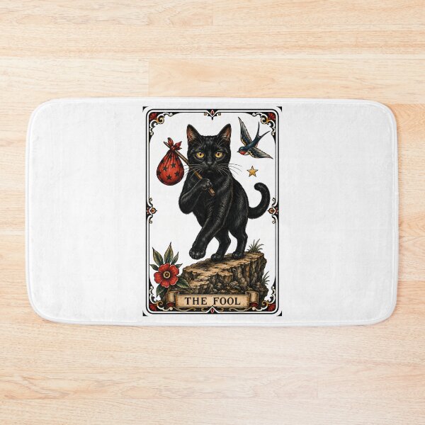 Item preview, The Fool Tarot Cat Black Cat Wandering designed and sold by Old's Cool Cat Studio.