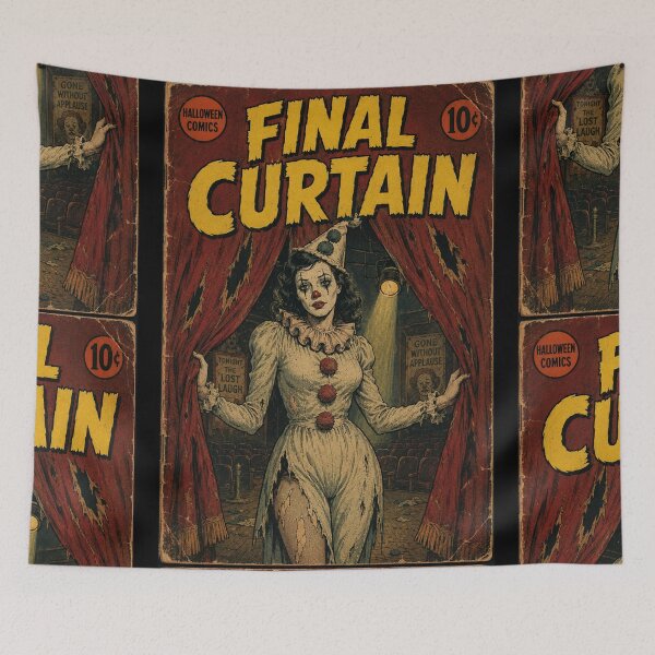 Item preview, Vintage Halloween Cover Art: Eerie Clown Woman Haunted Theater designed and sold by bapupa.
