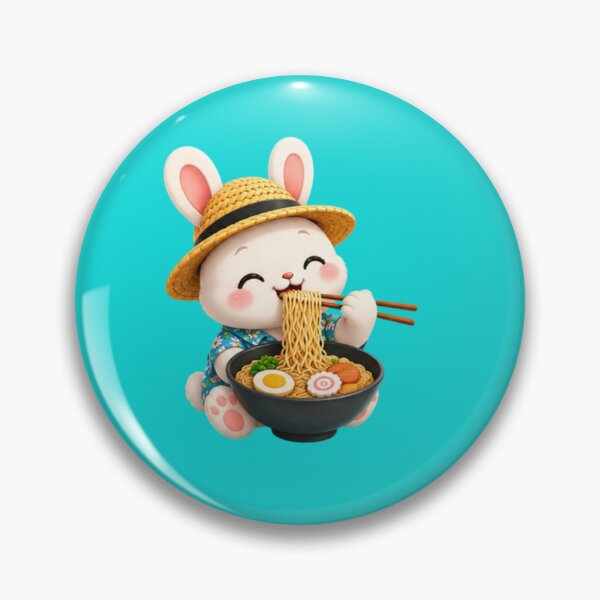 Item preview, Kawaii Bunny Eating Ramen – Cute Foodie Rabbit designed and sold by MushArtist.