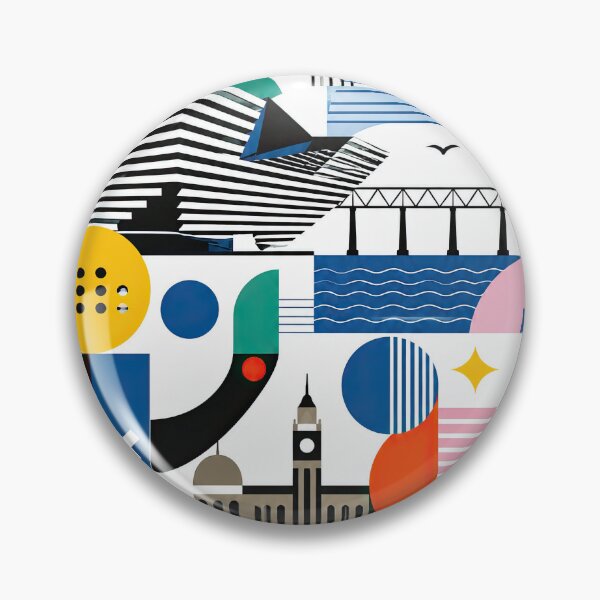 Item preview, Colorful geometric Dundee Scotland travel poster featuring styli designed and sold by ckybe.