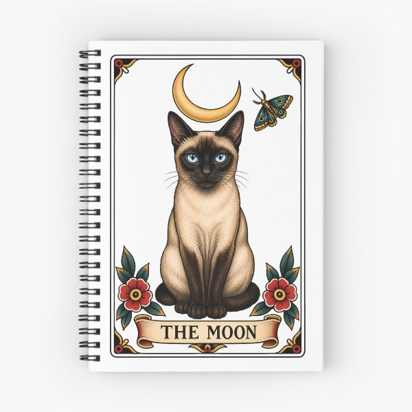 Item preview, The Moon Tarot Cat Siamese Crescent designed and sold by Old's Cool Cat Studio.