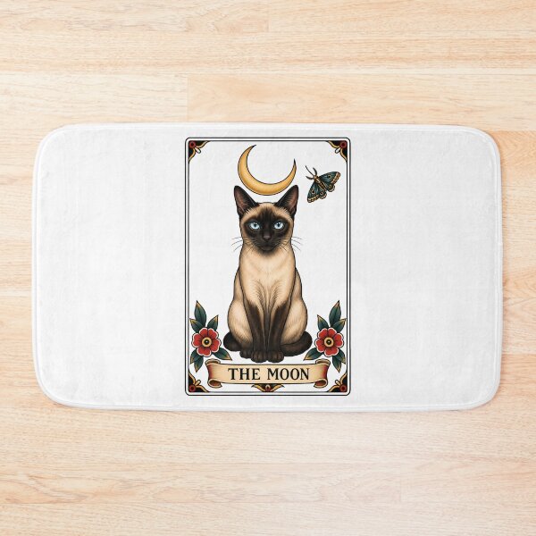 Item preview, The Moon Tarot Cat Siamese Crescent designed and sold by Old's Cool Cat Studio.
