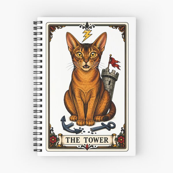Item preview, The Tower Tarot Cat Abyssinian Lightning designed and sold by Old's Cool Cat Studio.