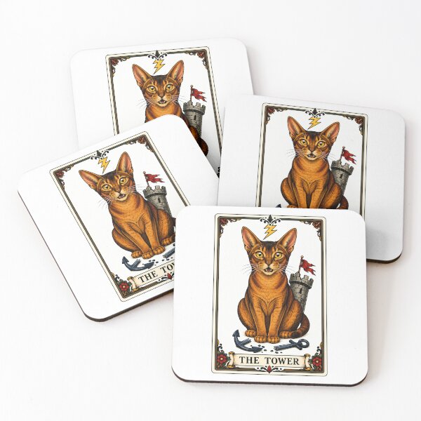 Item preview, The Tower Tarot Cat Abyssinian Lightning designed and sold by Old's Cool Cat Studio.