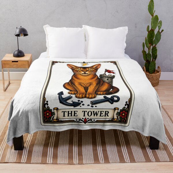 Item preview, The Tower Tarot Cat Abyssinian Lightning designed and sold by Old's Cool Cat Studio.